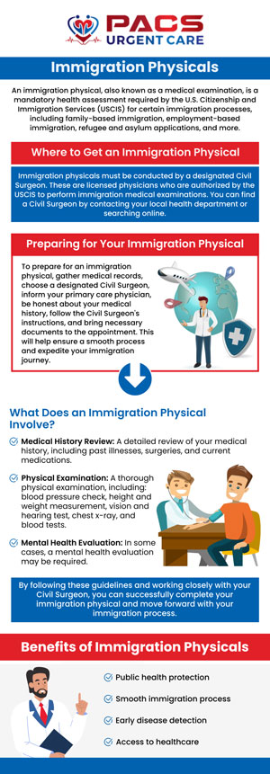At Premier Acute Care Services, we provide thorough and efficient immigration physicals in Alexandria, VA, to help you meet all medical requirements for your application. Led by Dr. Walid Hammad, MD, our clinic offers a professional and welcoming environment with quick turnaround times. We handle all necessary testing and documentation in one place, making the process smooth and stress-free. Our team is experienced in guiding patients through each step, ensuring nothing is overlooked. For more information, contact us today or check in online. We are open 7 days a week and are conveniently located to serve you at 3481 N. Beauregard Street, Alexandria, VA 22302. At Premier Acute Care Services, we provide thorough and efficient immigration physicals in Alexandria, VA, to help you meet all medical requirements for your application. Led by Dr. Walid Hammad, MD, our clinic offers a professional and welcoming environment with quick turnaround times. We handle all necessary testing and documentation in one place, making the process smooth and stress-free. Our team is experienced in guiding patients through each step, ensuring nothing is overlooked. For more information, contact us today or check in online. We are open 7 days a week and are conveniently located to serve you at 3481 N. Beauregard Street, Alexandria, VA 22302.